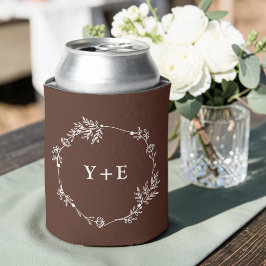 Elegante Simple Brown Mit Monogramm Wedding Dosenkühler
