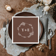 Elegante Simple Brown Mit Monogramm Wedding