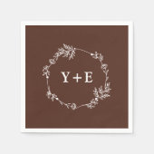 Elegante Simple Brown Mit Monogramm Wedding Serviette (Vorderseite)