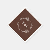 Elegante Simple Brown Mit Monogramm Wedding Serviette (Ecke)