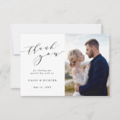 Elegante Simple Calligraphy Wedding 2 Foto Dankeskarte (Vorderseite)