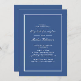 Elegante Simple Classic Blue Wedding Einladung