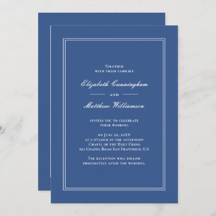 Elegante Simple Classic Blue Wedding Einladung