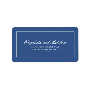 Elegante Simple Classic Blue Wedding Rücksendeadr Adressaufkleber