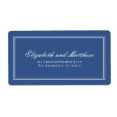 Elegante Simple Classic Blue Wedding Rücksendeadre (Vorne)