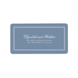 Elegante Simple Classic Blue Wedding Rücksendeadre Adressaufkleber