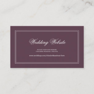 Elegante Simple Classic Cassis Wedding Website Begleitkarte