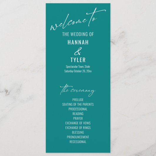 Elegante Simple Contemporary Typografy Aquamarin Programm (Vorderseite)