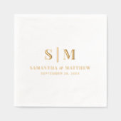Elegante Simple Couple Monogram Minimalistisch Wed Servietten Mit Folie (Vorderseite)