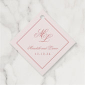 Elegante Simple Diamond Pink Monogram Tag Geschenkanhänger (Rückseite)