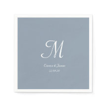 Elegante Simple Dusty Blue Monogram Wedding Party