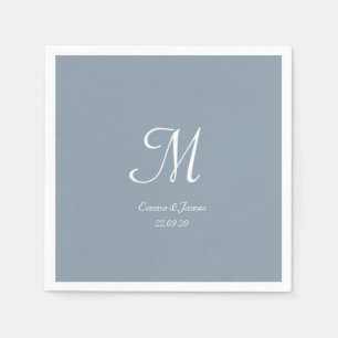 Elegante Simple Dusty Blue Monogram Wedding Party Serviette