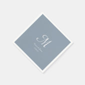 Elegante Simple Dusty Blue Monogram Wedding Party Serviette (Ecke)