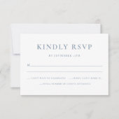Elegante Simple Dusty Blue Wedding RSVP Card Dankeskarte (Vorderseite)
