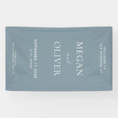 Elegante Simple Dusty Blue Wedding Willkommen Banner (Horizontal)