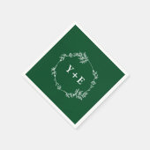 Elegante Simple Emerald Green Mit Monogramm Weddin Serviette (Ecke)
