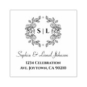 Elegante Simple Floral Wedding Rücksendeadresse Gummistempel (Prägung)