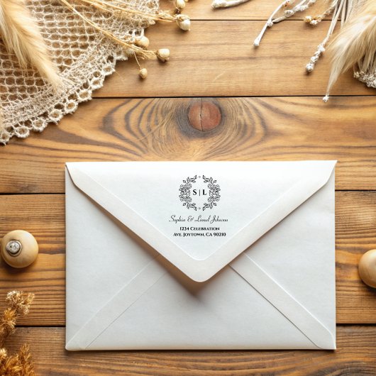 Elegante Simple Floral Wedding Rücksendeadresse Gummistempel