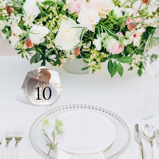 Elegante Simple Foto Wedding Tischnummer
