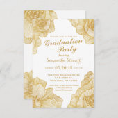 Elegante Simple Gold Floral Graduation Party Einla Einladung (Vorne/Hinten)