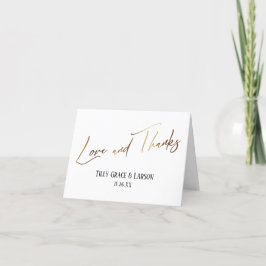 Elegante Simple Gold Handwriting Liebe und vielen  Dankeskarte