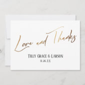 Elegante Simple Gold Handwriting Liebe und vielen Dankeskarte (Vorderseite)
