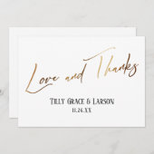 Elegante Simple Gold Handwriting Liebe und vielen Dankeskarte (Vorne/Hinten)