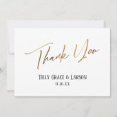 Elegante Simple Gold Handwriting Typografie Dankeskarte (Vorderseite)