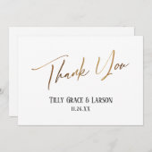 Elegante Simple Gold Handwriting Typografie Dankeskarte (Vorne/Hinten)