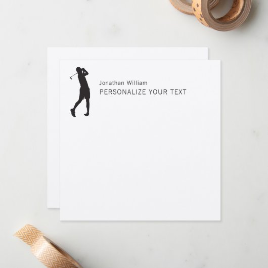 Elegante Simple Golf Player Personal Stationery Mitteilungskarte (Vorderseite/Rückseite Beispiel)