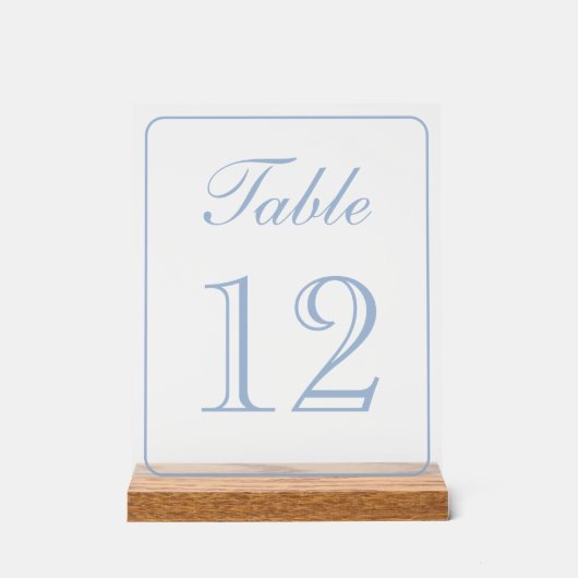 Elegante Simple Light Blue Tischnummer Acrylschild (Vorderseite)