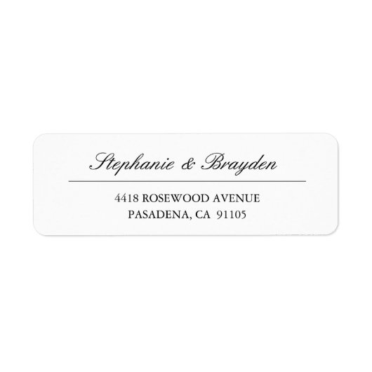 Elegante Simple Line Script Wedding Rücksendeadres (Vorne)