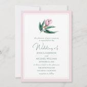 Elegante Simple Magnolia Blume Dusty Pink Wedding Einladung (Vorderseite)