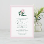 Elegante Simple Magnolia Blume Dusty Pink Wedding Einladung (Stehend Vorderseite)