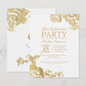 Elegante Simple Modern Floral Gold Bachelorette Einladung (Vorne/Hinten)