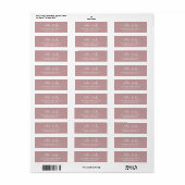 Elegante Simple Pink Dusty Rose Rücksendeadresse (Vorne)