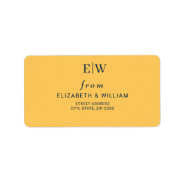 Elegante Simple Ray Blume mit Monogram Wedding Adressaufkleber