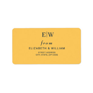 Elegante Simple Ray Blume mit Monogram Wedding Adressaufkleber