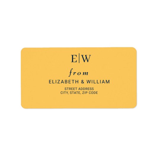 Elegante Simple Ray Blume mit Monogram Wedding Adressaufkleber (Vorne)