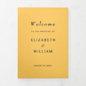 Elegante Simple Ray Blume mit Monogram Wedding Dreifach-gefaltete Programmkarte (Cover)