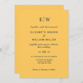 Elegante Simple Ray Blume mit Monogram Wedding Einladung