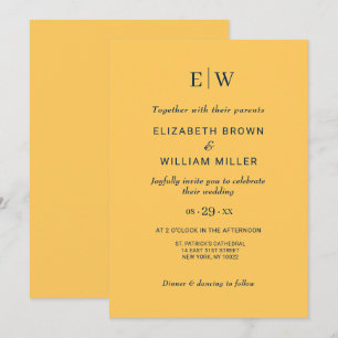 Elegante Simple Ray Blume mit Monogram Wedding Einladung