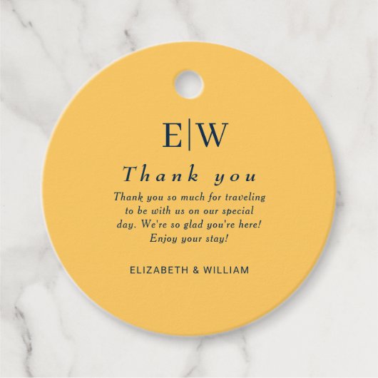 Elegante Simple Ray Blume mit Monogram Wedding Geschenkanhänger (Vorderseite)