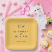 Elegante Simple Ray Blume mit Monogram Wedding Pappteller (Party)