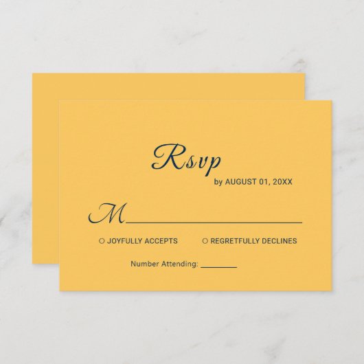 Elegante Simple Ray Blume mit Monogram Wedding RSVP Karte (Vorne/Hinten)
