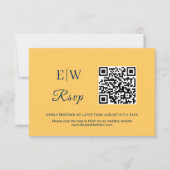 Elegante Simple Ray Blume mit Monogram Wedding RSVP Karte (Vorderseite)