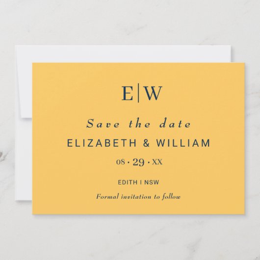 Elegante Simple Ray Blume mit Monogram Wedding Save The Date (Vorderseite)