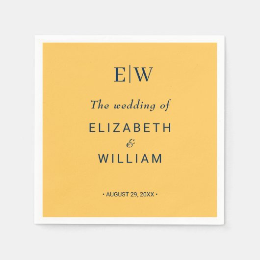 Elegante Simple Ray Blume mit Monogram Wedding Serviette (Vorderseite)