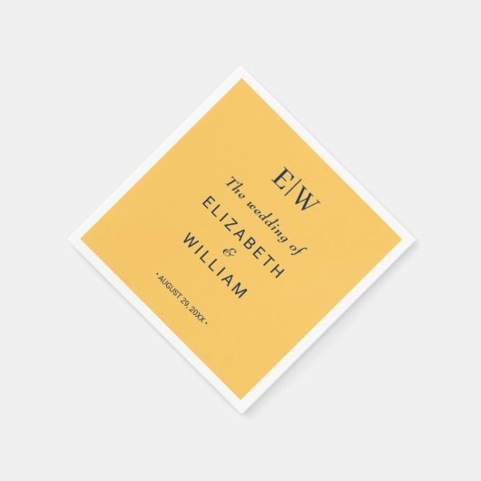 Elegante Simple Ray Blume mit Monogram Wedding Serviette (Ecke)