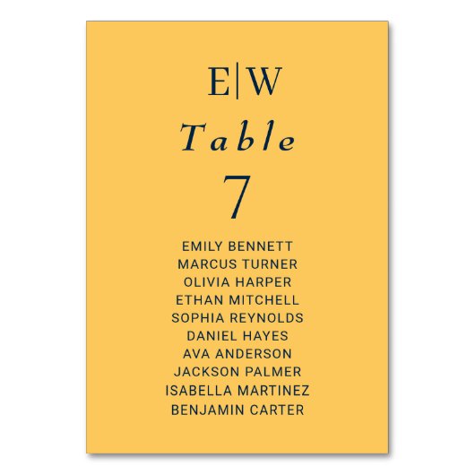 Elegante Simple Ray Blume mit Monogram Wedding Tischnummer (Vorderseite)